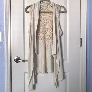 Cream Rue21 Vest with Crochet Back Detail